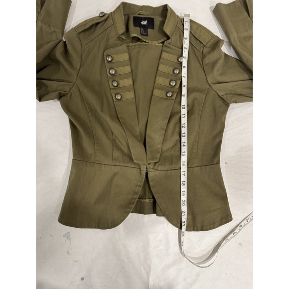Military Style Olive Blazer Double Row Metal Button Jacket Regency Steampunk 8 - Picture 7 of 9